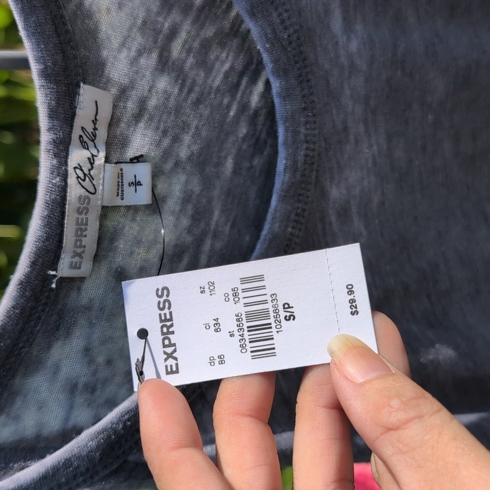 EXPRESS Heather Gray Cold Shoulder Tank Top - Picture 2 of 10